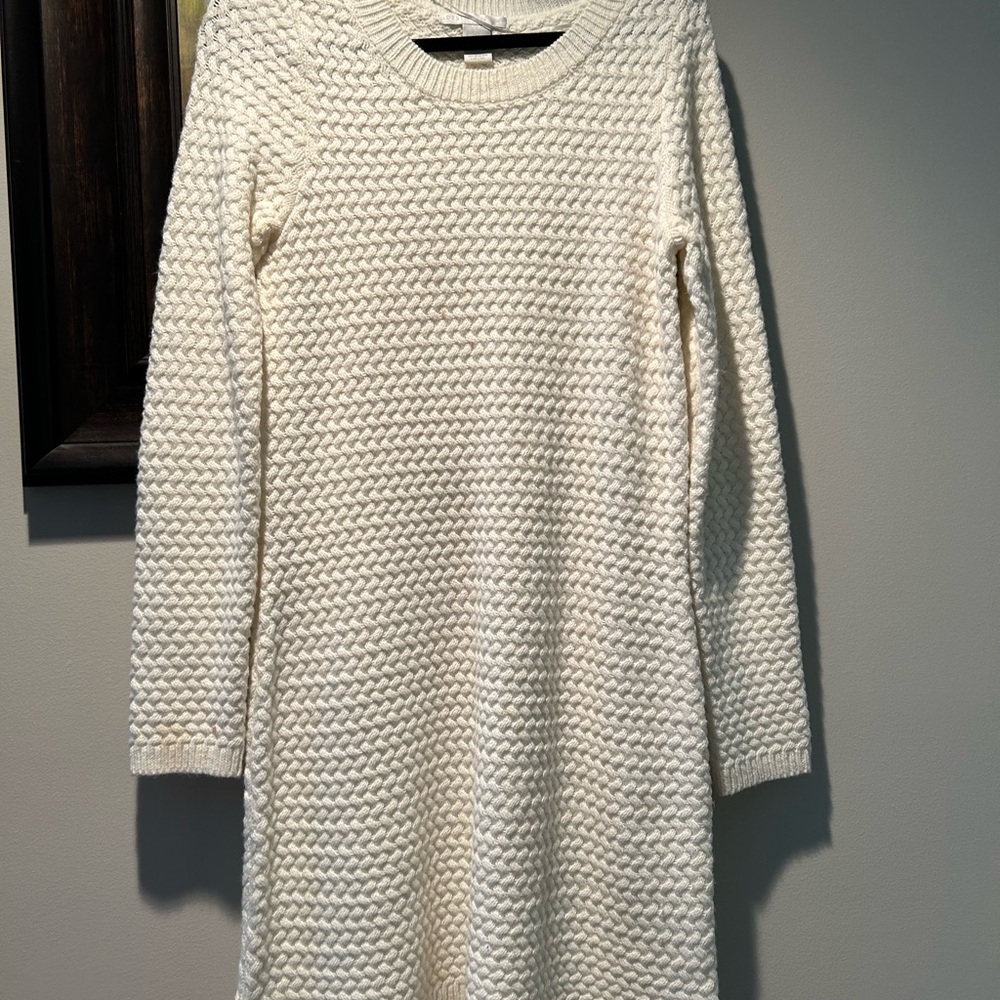 Design Story Chic Cream Knit Long Sleeve Dress Sz M